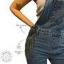 Imagem de Macacão Jeans Feminino Com Bordado Manual em Strass