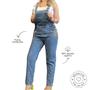 Imagem de Macacão Jeans Feminino Com Bordado Manual em Strass