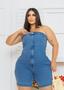 Imagem de Macacão Jeans Feminino Zíper Longo Lycra Plus Size Bloqueira