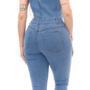 Imagem de Macacão longo jeans feminino levanta bumbum  manga curta