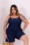 Imagem de Macacão/Macaquinho Feminino Curto Jeans com Elastano Plus Size
