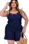Imagem de Macacão/Macaquinho Feminino Curto Jeans com Elastano Plus Size