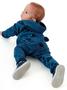 Imagem de Macacão para bebê Up Baby Longa Moletom Ursinho Listra Azul