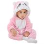 Imagem de Macacão Pijama Frio Inverno Fantasia Infantil de Bebê Urso Ursinho Gatinho Rosa (COD.000526)