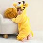 Imagem de Macacão Pijama Frio Inverno Fantasia Infantil de Bebê Urso Ursinho Girafa Amarelo (COD.000529)