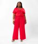 Imagem de Macacão Plus Size Em Viscose Slub Secret Glam Vermelho