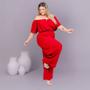 Imagem de Macacão Plus Size Feminino Ciganinha Pantalona 0580
