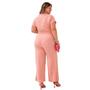 Imagem de Macacão Plus Size longo feminino com cinto pantalona elegante em linho confortável