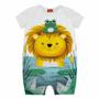 Imagem de Macacão Roupa Infantil Bebê Manga Curta Estampa Delicada De Leãozinho Fácil Vestir Ideal Verão