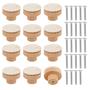 Imagem de Maçanetas de Gaveta Redondas de Madeira e Rattan Boho - Kit com 12 Unidades