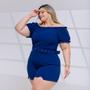 Imagem de Macaquinho Feminino Plus Size Ombro a Ombro Cinto 48 ao 52