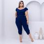 Imagem de Macaquinho Feminino Plus Size Pantacourt Ciganinha Com Cinto