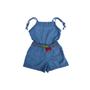 Imagem de Macaquinho Jeans Feminino Moda Infantil Look Blogueirinha Jardineira Shorts Menina