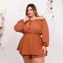 Imagem de Macaquinho Plus Size Ciganinha Short Saia c Elastec 0467