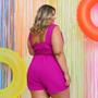 Imagem de Macaquinho Plus Size Com Cinto Corrente Aberto Lateral 0440