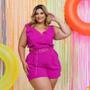 Imagem de Macaquinho Plus Size Com Cinto Corrente Aberto Lateral 0440