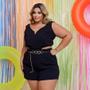 Imagem de Macaquinho Plus Size Com Cinto Corrente Aberto Lateral 0440