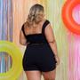 Imagem de Macaquinho Plus Size Com Cinto Corrente Aberto Lateral 0440