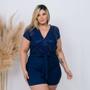 Imagem de Macaquinho Plus Size Feminino Com Paetê + Cropped Decote V