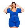 Imagem de Macaquinho Plus Size Feminino Curto Amarrar Busto Com Cinto 0376