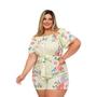 Imagem de Macaquinho Plus Size Feminino Curto Estampado com Faixa 0423