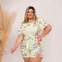 Imagem de Macaquinho Plus Size Feminino Curto Estampado com Faixa 0423