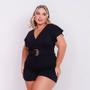Imagem de Macaquinho Plus Size Feminino Decote V c Cinto 0558