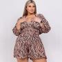 Imagem de Macaquinho Plus Size Feminino Estampado Listra com Top 0249