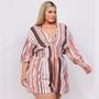 Imagem de Macaquinho Plus Size Feminino Estampado Listra com Top 0249