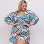 Imagem de Macaquinho Plus Size Feminino Estampado Listra com Top 0249