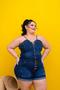 Imagem de Macaquinho plus size jeans com Lycra Ref:2478