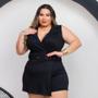 Imagem de Macaquinho Plus Size Shorts Saia C Cinto Fivela Dourada 0566