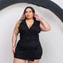 Imagem de Macaquinho Plus Size Shorts Saia C Cinto Fivela Dourada 0566