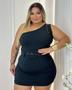 Imagem de Macaquinho Plus Size Um Ombro Short Saia c Cinto 0454