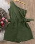 Imagem de Macaquinho Plus Size Um Ombro Short Saia c Cinto 0454