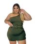 Imagem de Macaquinho Plus Size Um Ombro Short Saia c Cinto 0454