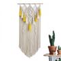 Imagem de Macrame Wall Hanging Tecida Tapeçaria Boho Wall Art Art Room Home Decor Apartamento Farmhouse Nursery Party Decoração amarela Tapeçarias Decorativas