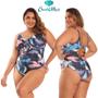 Imagem de Maiô Banho de Mar Alça Fina Sem Bojo Zero Barriga Modela e Reduz Moda Praia Estampado Plus Size