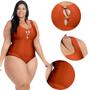 Imagem de Maio Body Acinturado Plus Size Modela Cintura Liso Casual