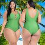 Imagem de Maio Body Acinturado Plus Size Modela Cintura Liso Casual