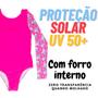 Imagem de Maiô Infantil Kids Rosa Manga Calopsita Proteção Solar UV50