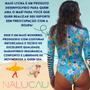 Imagem de Maiô Lycra Adulto Cavado Manga Longa UV50+ Floral Praia Surf