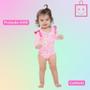 Imagem de Maiô Manga Longa Rosa Rainbow Estampado Infantil Bebê Moda Praia Siri Kids 37624