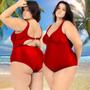 Imagem de Maiô Plus Size Costas Nuas Tecido Modelador Chapa Barriga