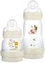 Imagem de Mamadeira infantil bebê kit azul  rosa e bege com 2 unidades easy start tamanho 0 meses mam