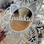 Imagem de Mandala de MDF Gratidão Prateada Metálica 30cm - Modelo F