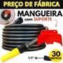 Imagem de Mangueira Jardim 30 Metros Grossa 1/2" Reforçada Resistente Flexivel com Esguicho Conector Kit Completo com Suporte de Parede Enrolador