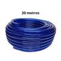 Imagem de Mangueira Para Jardim Siliconada Não Resseca Com Engate Zamak e Esguicho Hal Latão Resistente Azul 20m