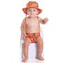 Imagem de Manulele suplex laranja  animais conjunto bebe menino praia proteção uv50+ com chapéu