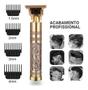 Imagem de Máquina Para Barbear e Cortar Cabelo Dourado Recarregável: Estilo Caveira Dourada